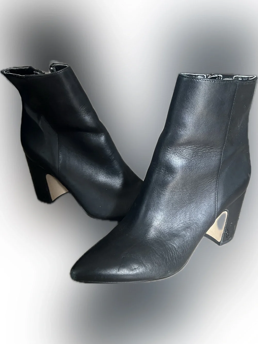 Sam Edelman Black Leather Pointed Toe Ankle Booties